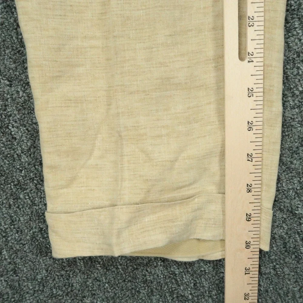 Zanella Pants Mens 34x30 Beige Tan Cinquanta 100% Linen Straight Trouser